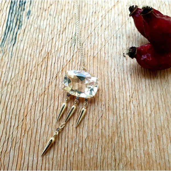 5 Octobre aukso kaklo papuošalas su citrinu ir deimantais VIC